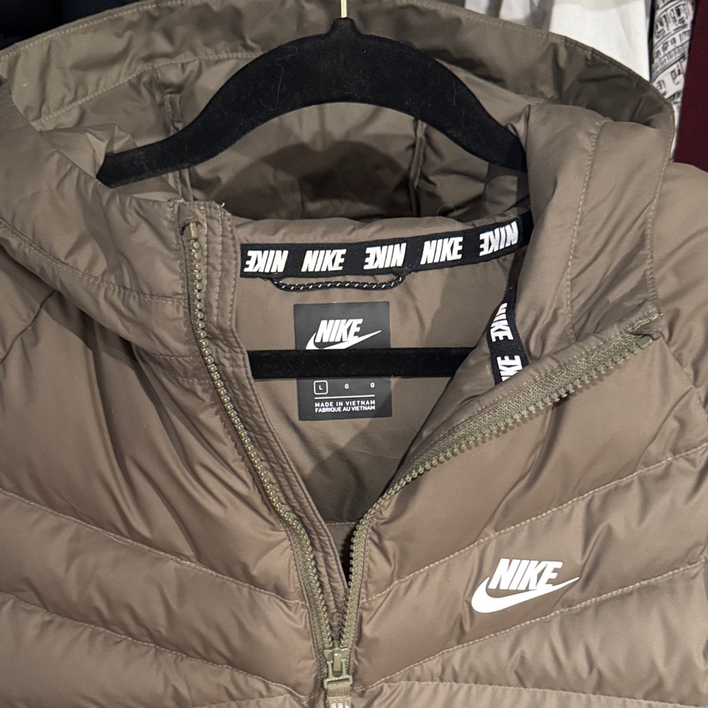 Nike Olive Hooded Puffer Jacket - Picture 2 of 2